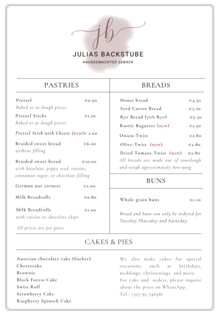 Bakery menu JULIAS BACKSTUBE 770x1102