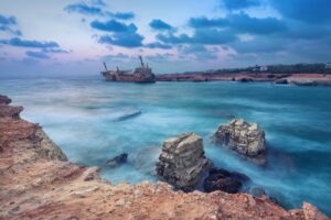 Stunning view of the coastline and sea in Paphos, showcasing the natural beauty of living in Paphos.