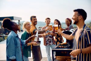 Group of expats networking and socializing at an event in Cyprus