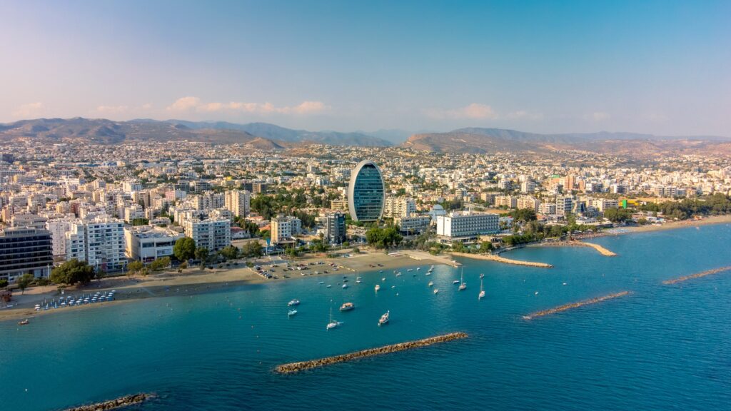 Discover Limassol: View of the lively Limassol coastal scenery.